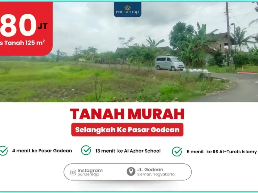 DIJUAL TANAH KAVLING SLEMAN DEKAT PASAR GODEAN AKSES ASPAL LEBAR