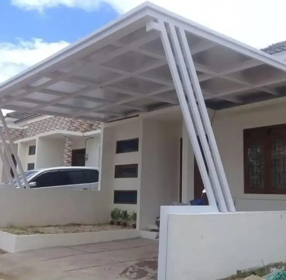 Kanopi rumah minimalis atap alderon berkualitas rangka hollo galvanis