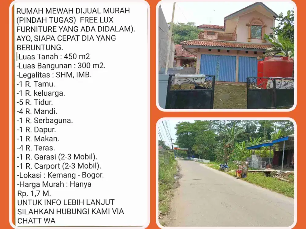 Rumah Mewah Besar Dijual Murah – Pemilik Harus Pindah Tugas - Lokasi Kemang Bogor.