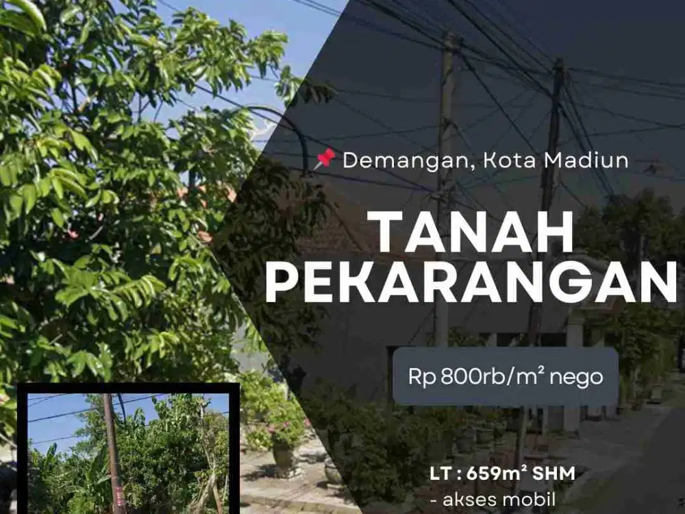 Tanah Pekarangan Murah di Demangan, Tengah Kota Madiun