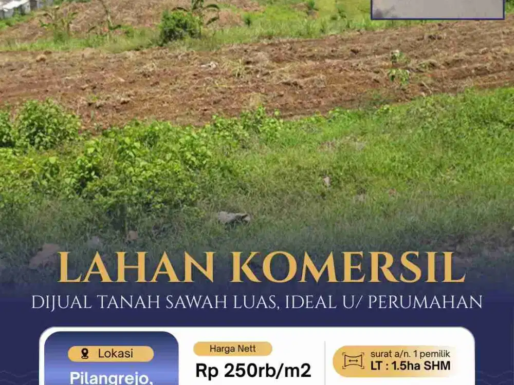 Dijual Lahan Komersil, Ideal u/ Perumahan, harga masih murah area Pilangrejo Madiun