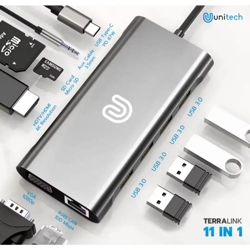Unitech Terralink USB HUB 11 in 1 - converter all type to type C
