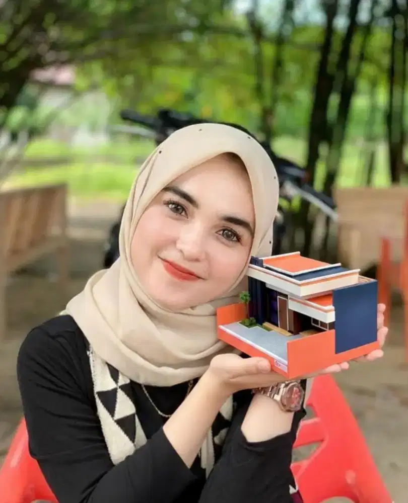 Miniatur rumah minimalis type 45 dengan skala 1/64