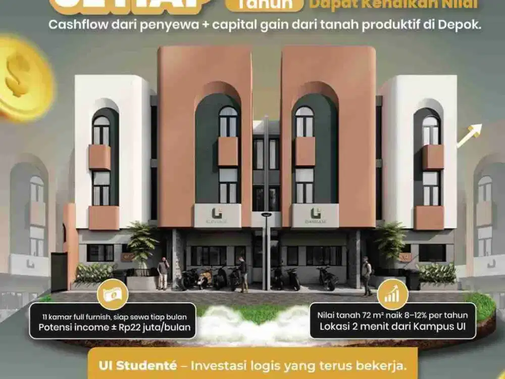 Dijual Kost di UI, 10 Kamar Fully Furnished SHM, Potensi Jelas dan Tinggi Peminat