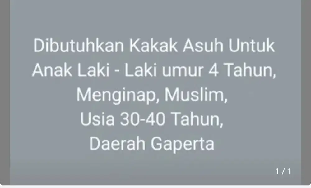 Dibutuhkan Kakak Asuh (Perempuan)