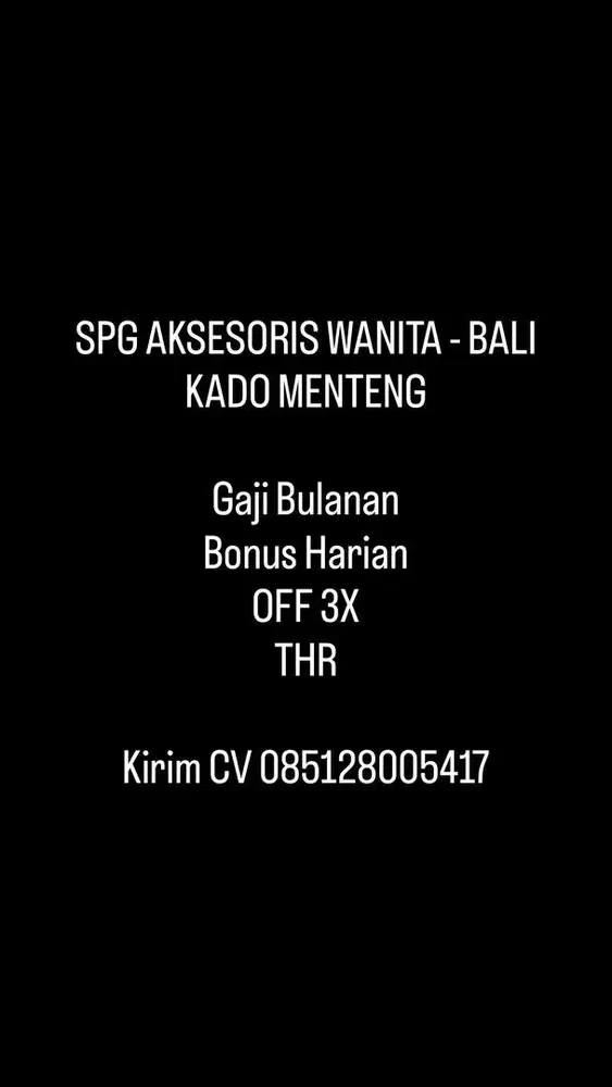 SPG Aksesoris Wanita- Bali Kado Menteng