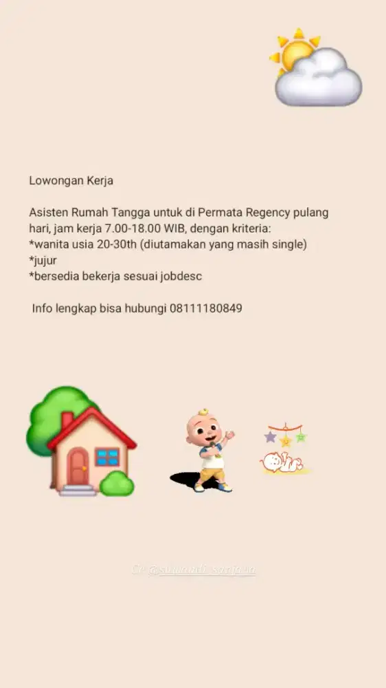 Lowongan Kerja Asisten Rumah Tangga