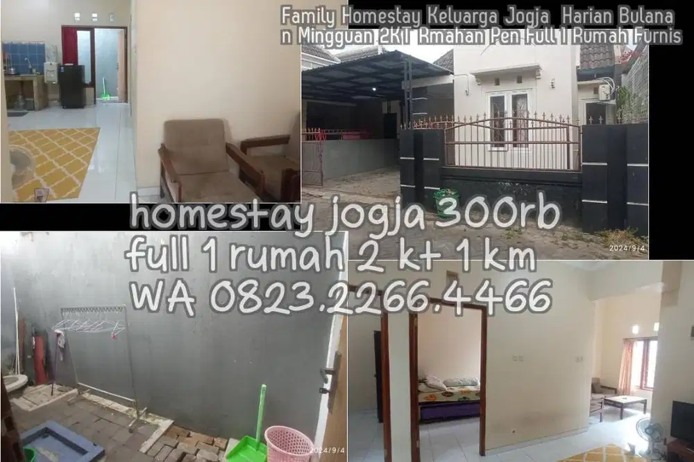 Family Homestay Keluarga Jogja  Harian Bulanan Mingguan 2KT Rmahan Pen