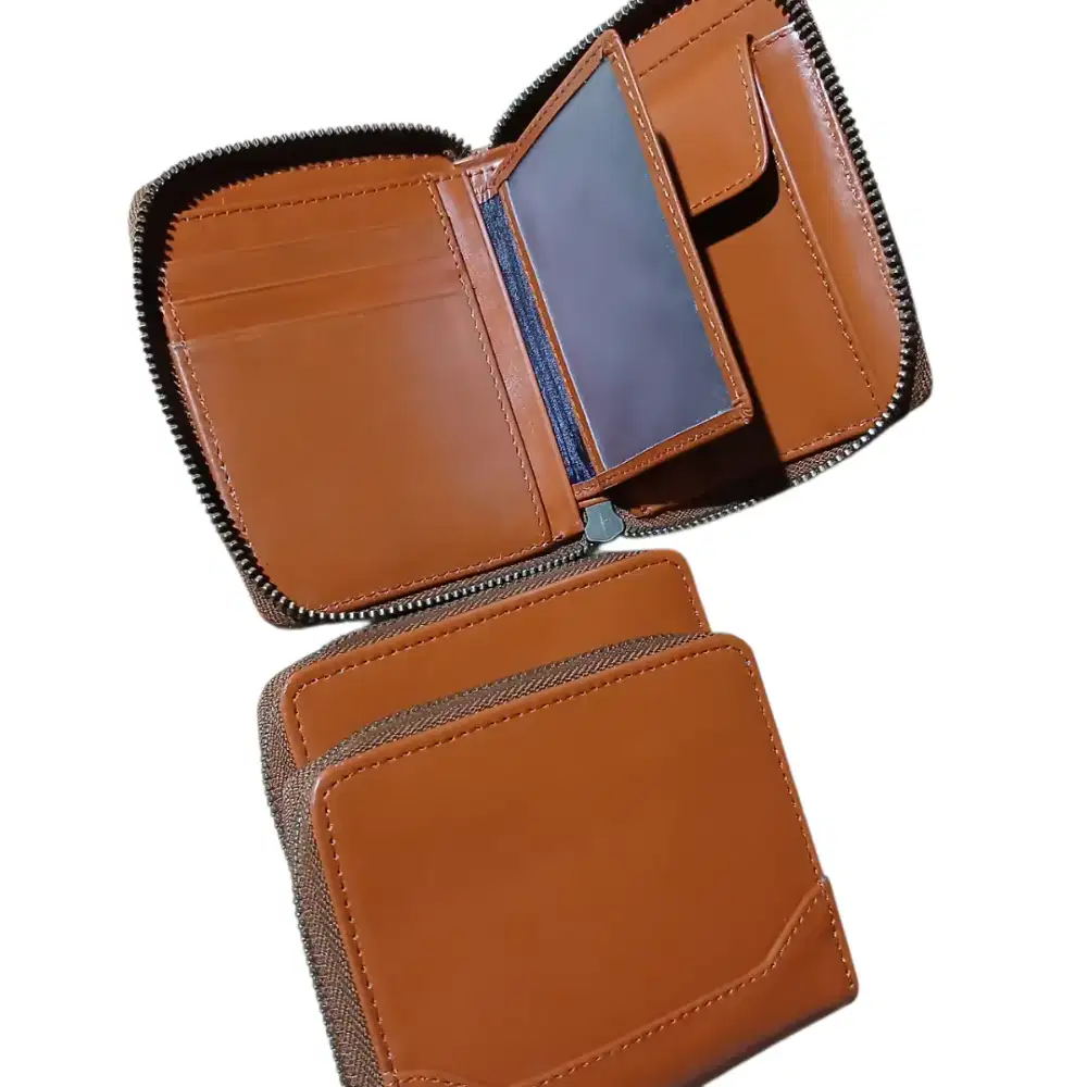 Dompet Pria wanita kulit asli resleting