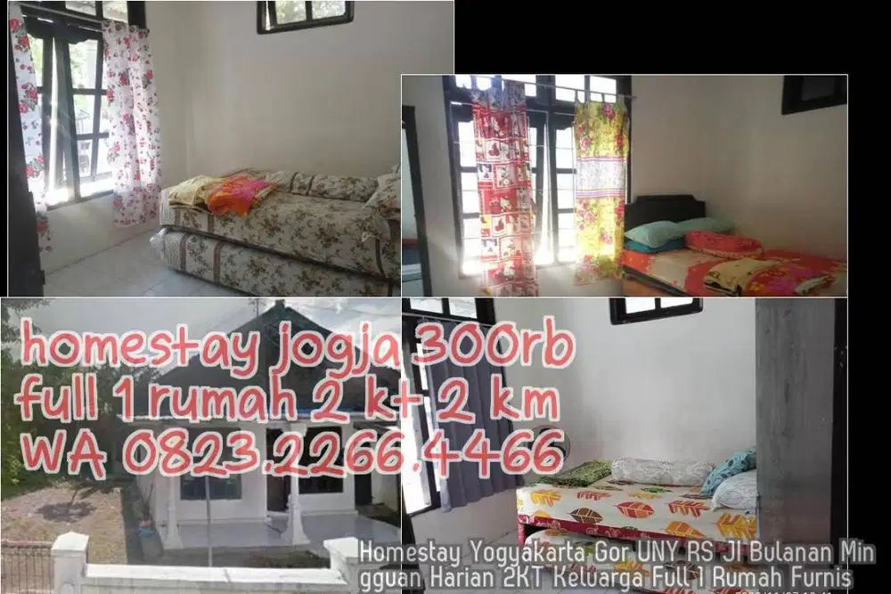 Homestay Yogyakarta Gor UNY RS JI Bulanan Mingguan Harian 2KT Keluarga