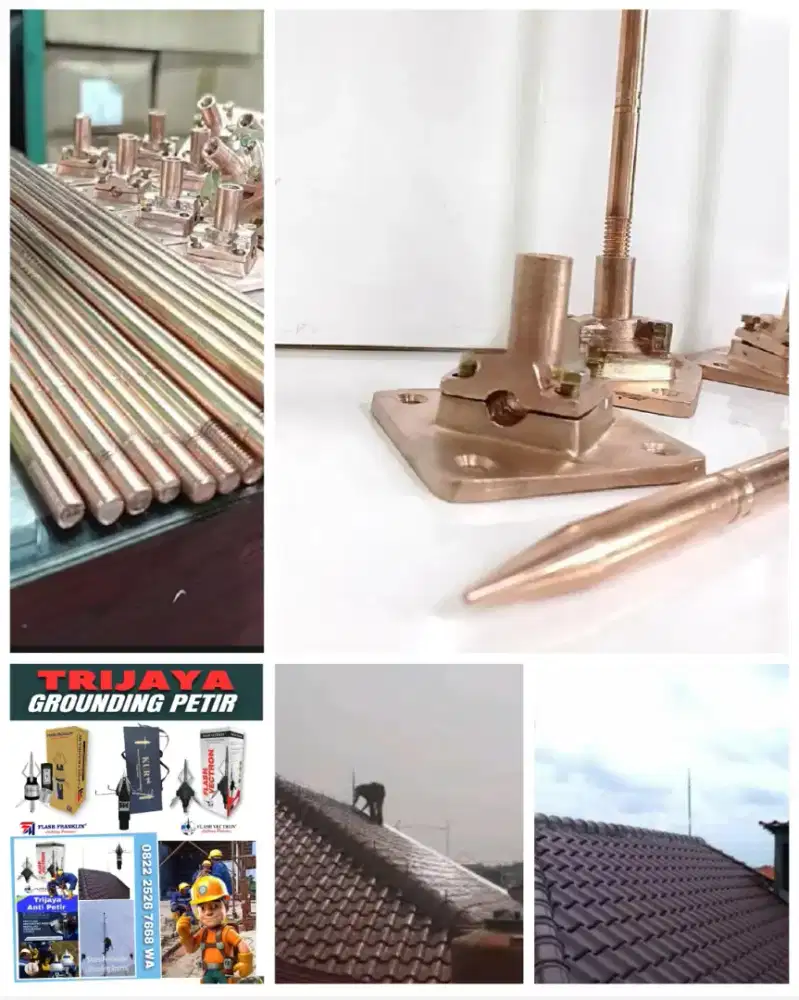Teknisi grounding pasang penangkal petir dan grounding mesin