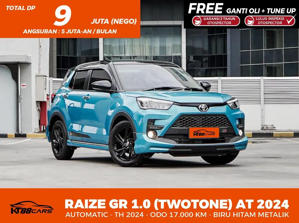 Dp 9 jt Bergaransi TOYOTA RAIZE 1.0 GR AT (twotone) 2024