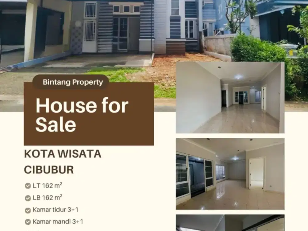 For Sale  KOTA WISATA CIBUBUR  TERMURAH DI KELASNYA