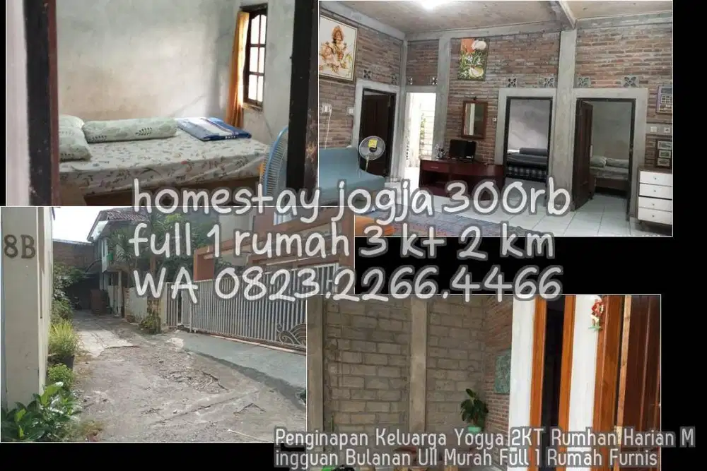 Penginapan Keluarga Yogya 2KT Rumhan Harian Mingguan Bulanan UII Murah