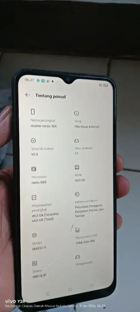 Realme narzo 30A   4/64 mnus lyar retak 2 helai normal smua
