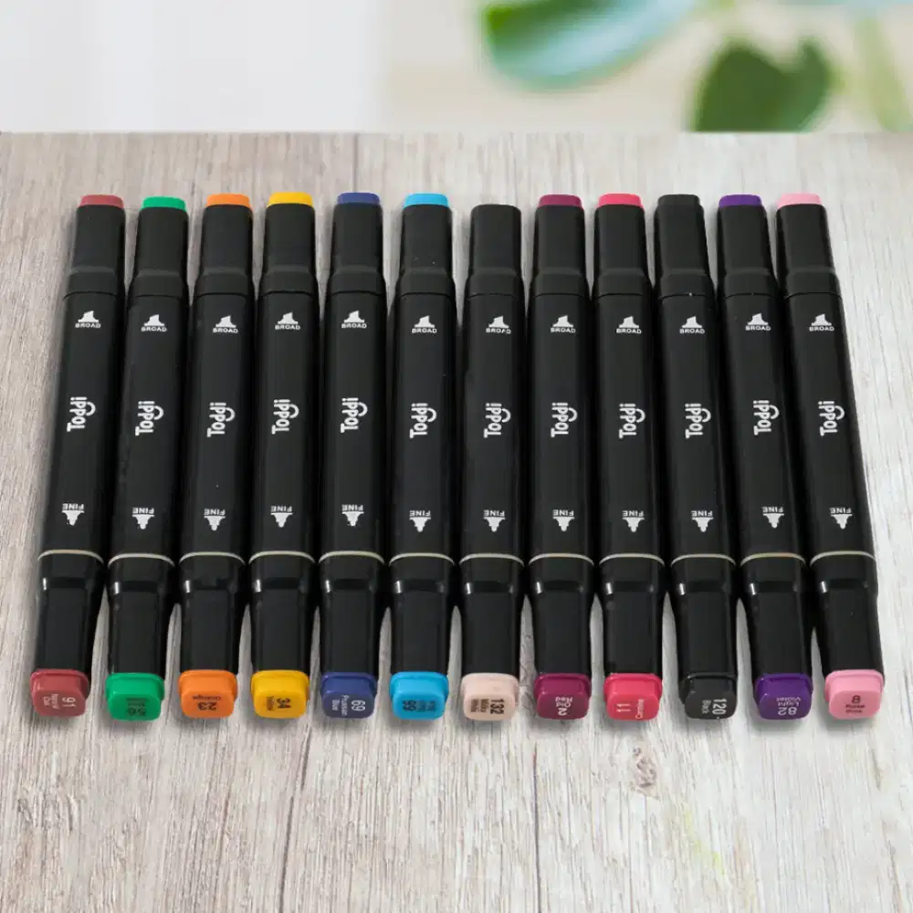 Toddi Spidol Dual Side Art Sketch Marker Drawing Set 12 Color
