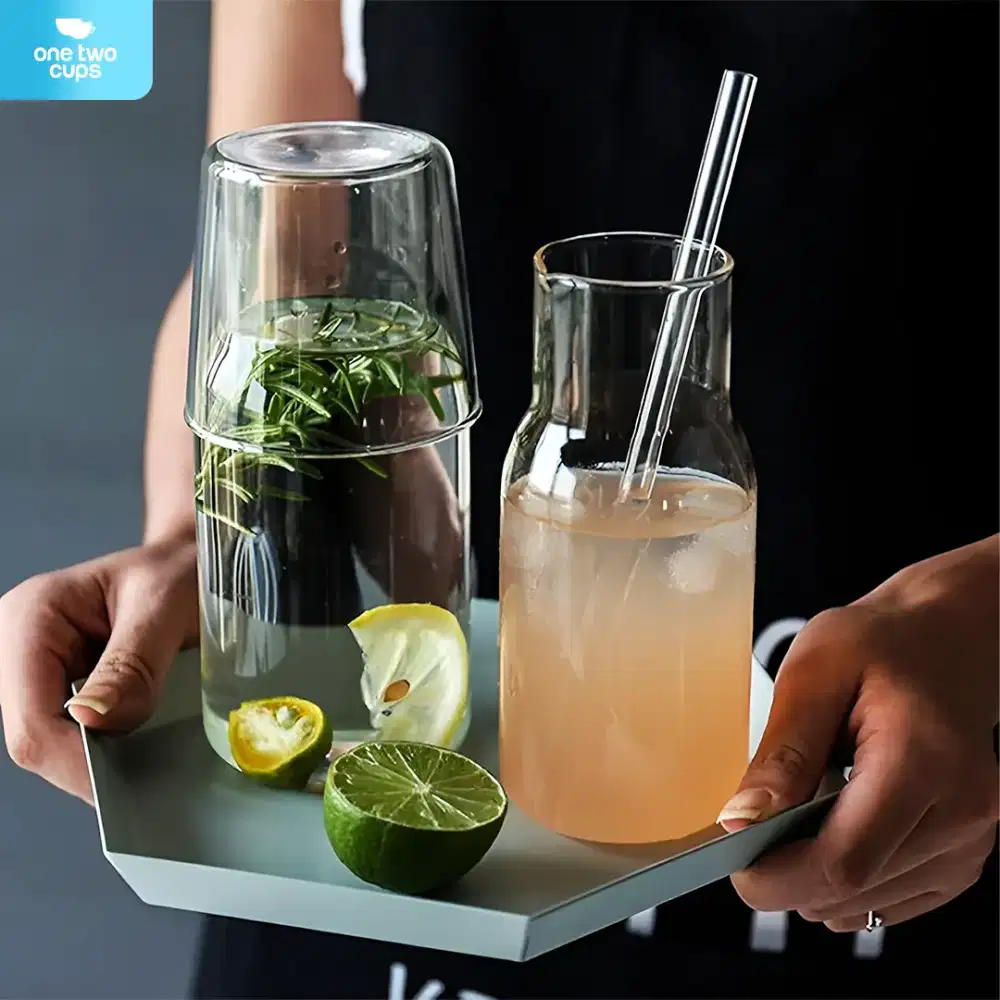 Set Teko Gelas Kaca Kopi Teh 1 Pitcher 1 Cup Minimalist Small 360ml