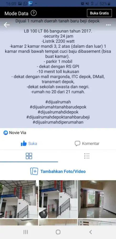 Dijual cepat rumah pribadi