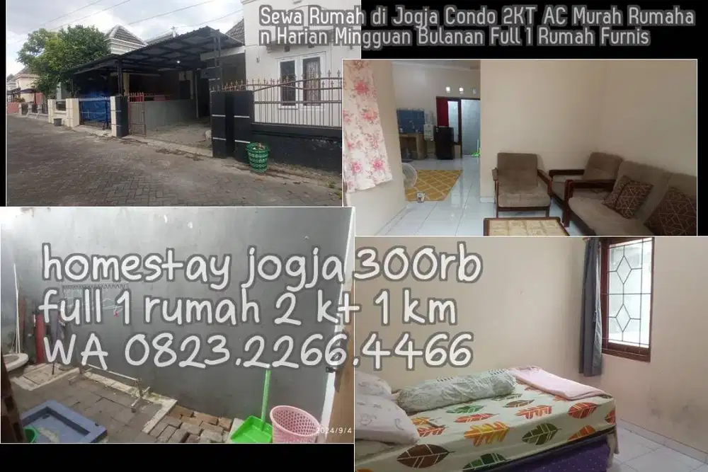 Sewa Rumah di Jogja Condo 2KT AC Murah Rumahan Harian Mingguan Bulanan