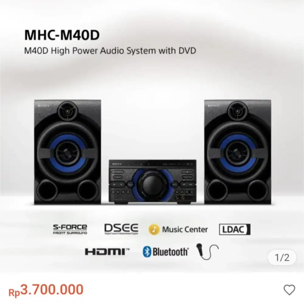 Sony Speaker Karaoke Bluetooth Audio DVD Player MHC M40D Murah Jos