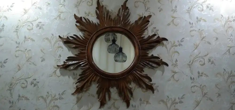 Kaca bunga matahari dr kayu jati Jepara