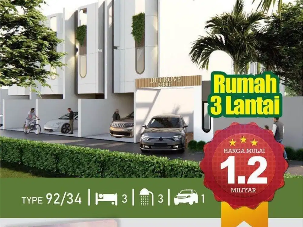 Rumah 3 Lantai Bonus UMROH di Utan Kayu Matraman Kota Jakarta [AKSES 2 MOBIL] DeGrove