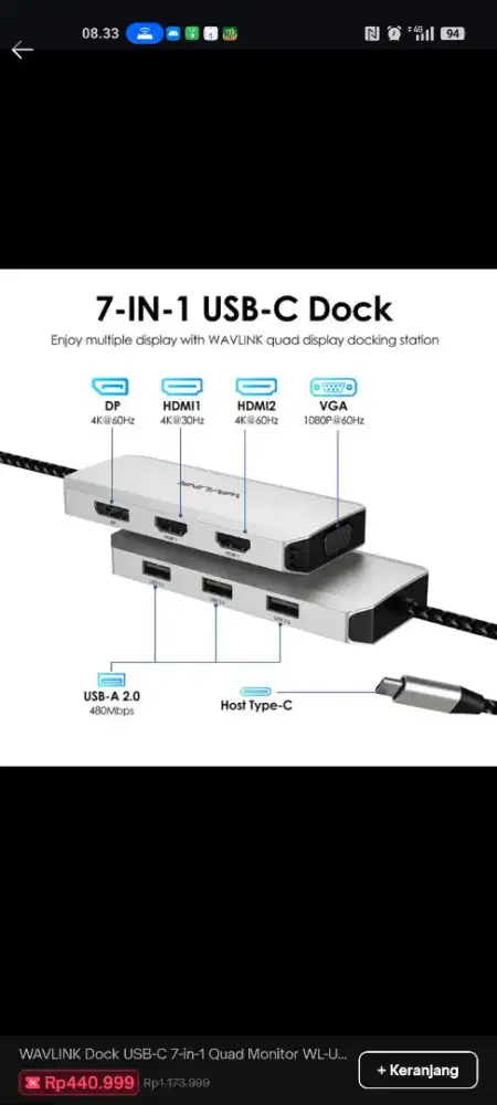 Wavlink dock 7 in 1 quad monitor