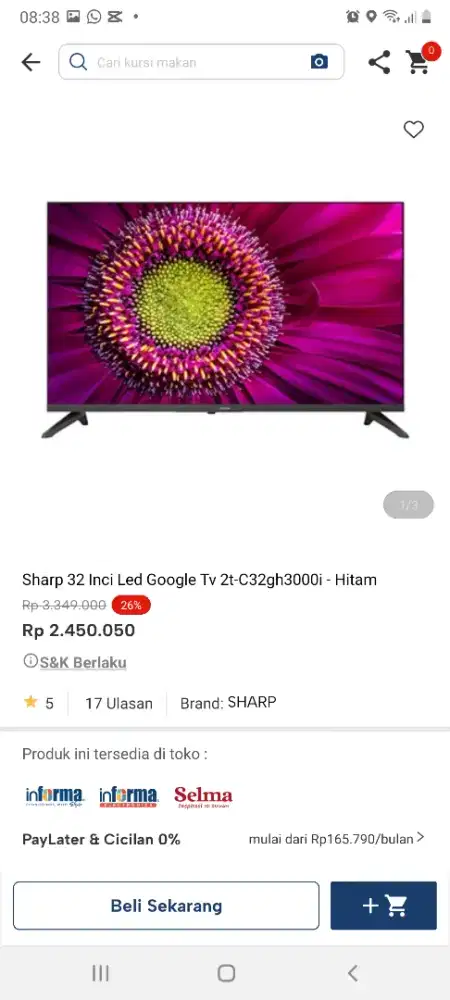 Sharp smart tv 33inch