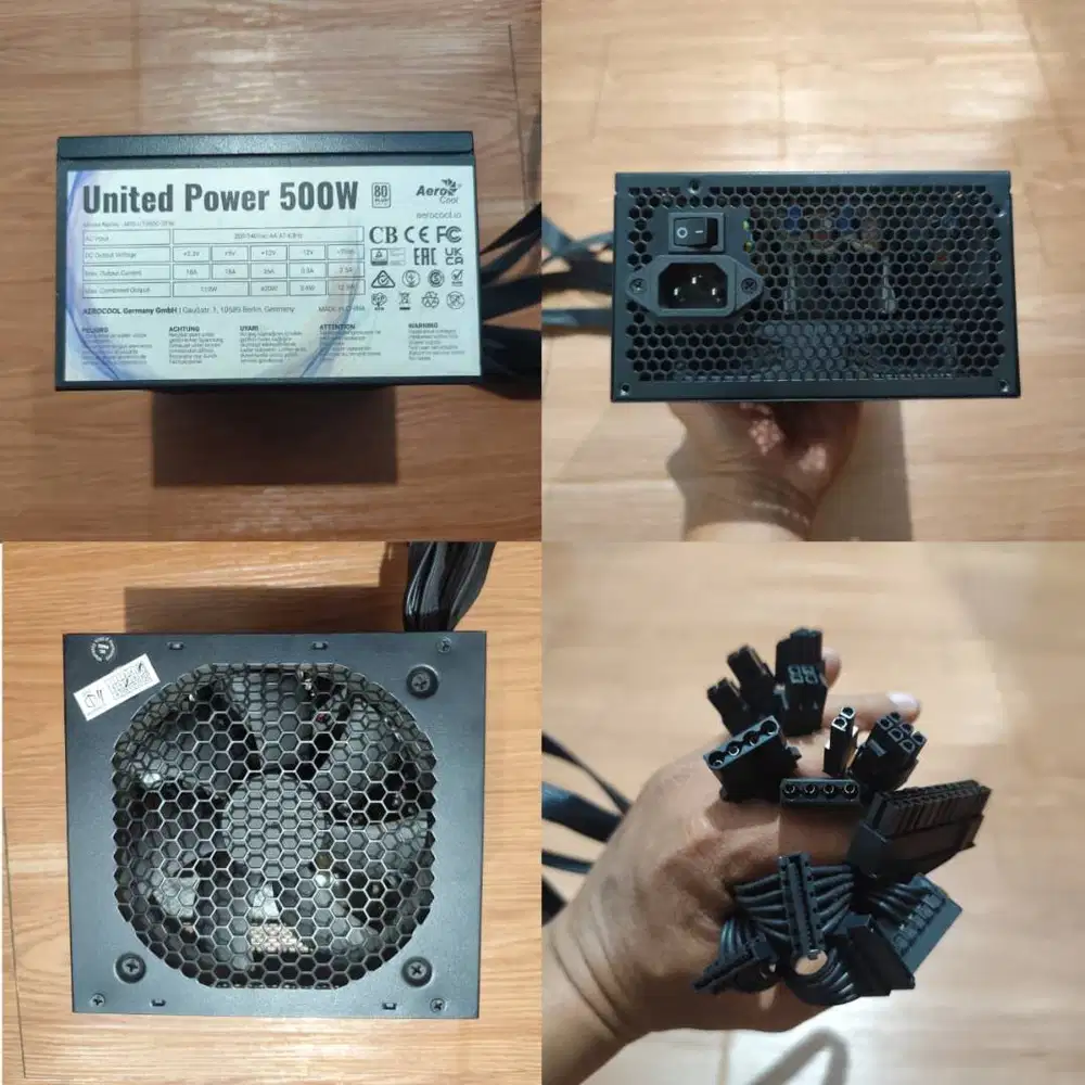 PSU AeroCool United Power 500W 80+ Flat Cable (Segel Utuh)
