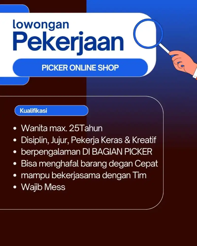 LOWONGAN PIKER/AMBIL RESI ONLINE SHOP