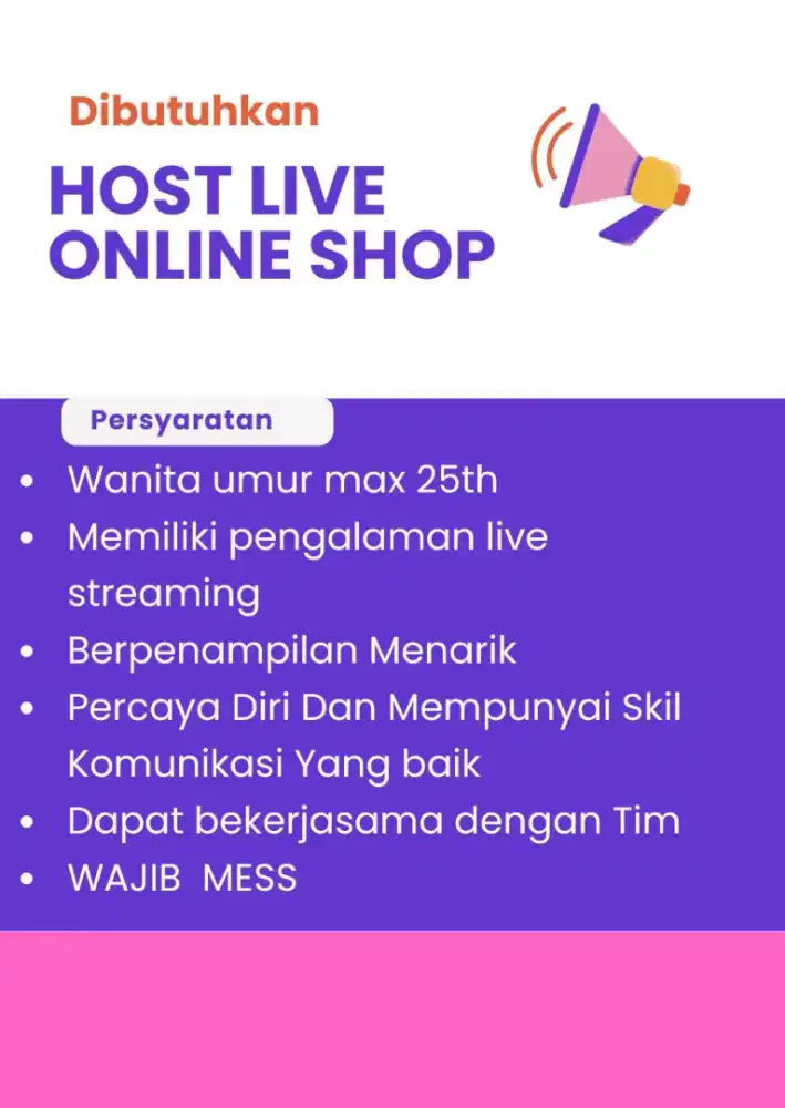 LOWONGAN HOST LIVE