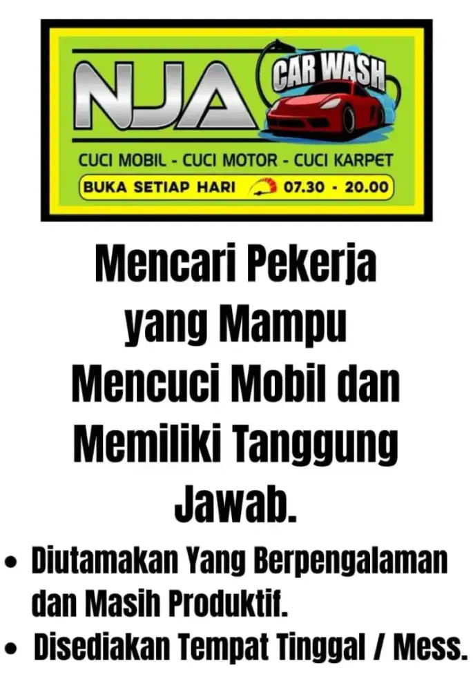Lowongan Kerja Cuci Mobil