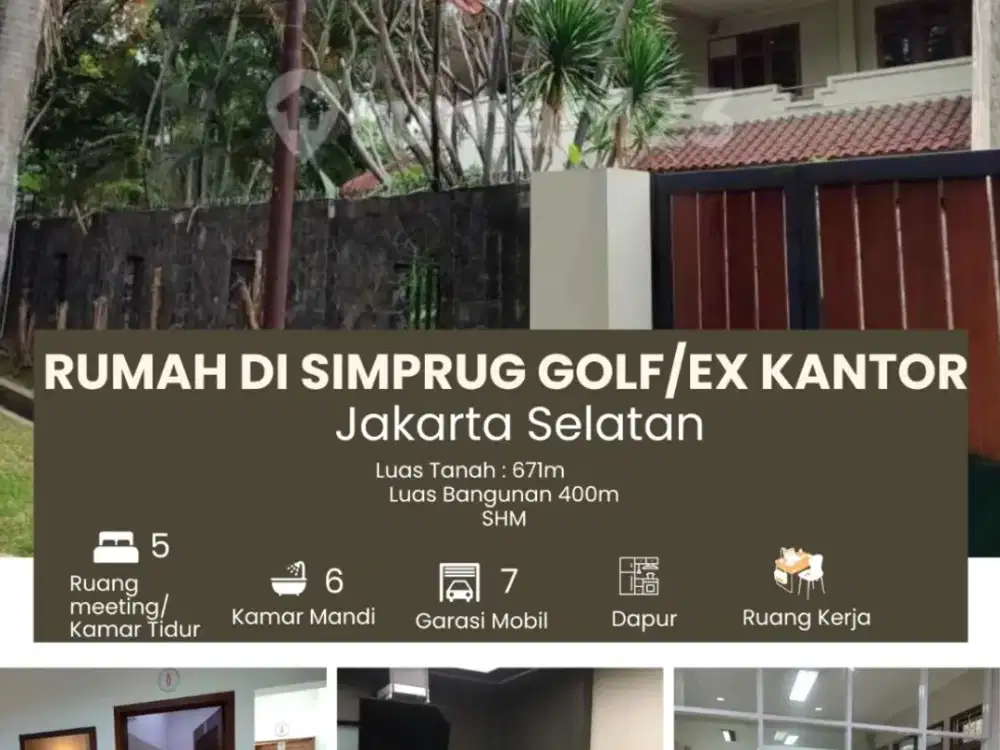 Rumah 2 Lantai 671m di Simprug Golf (ex. Kantor) , Jakarta Selatan
