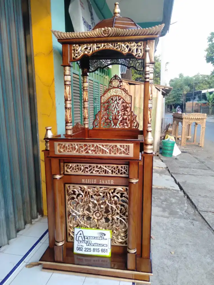 Mimbar masjid kuba ukiran full kayu jati