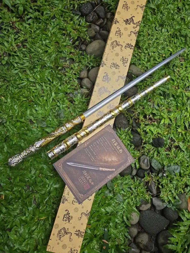 Pedang tombak Long Hun warrior damascus blade mrswordman Indo