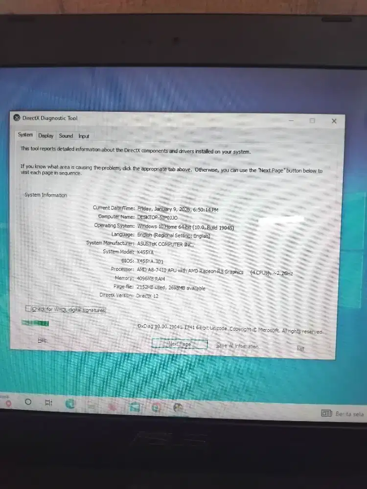 LAPTOP ASUS X455YA AMD A8 QUAD RADEON 7 RAM 4GB SSD 256GB NOMINUS
