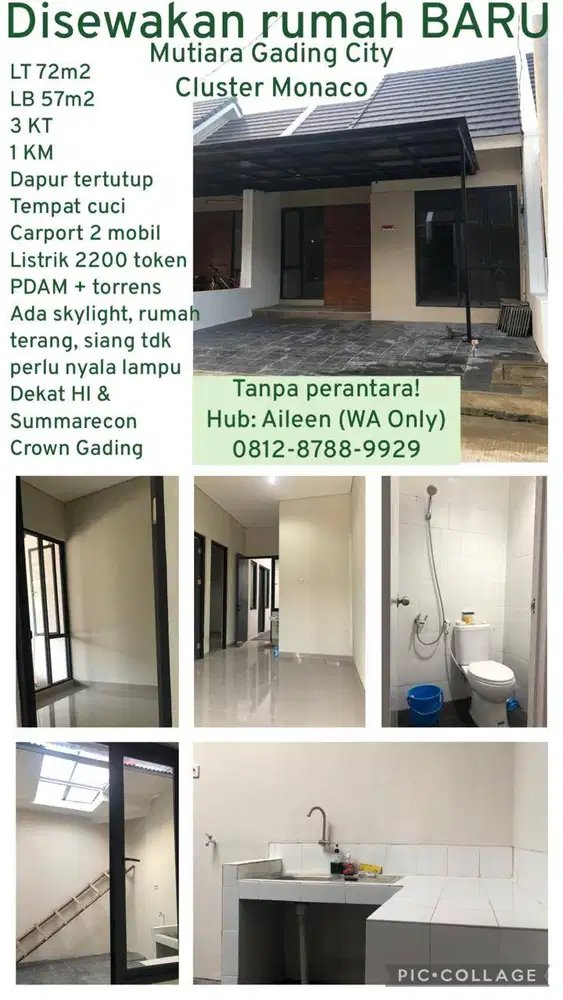 Disewakan rumah BARU di Mutiara Gading City