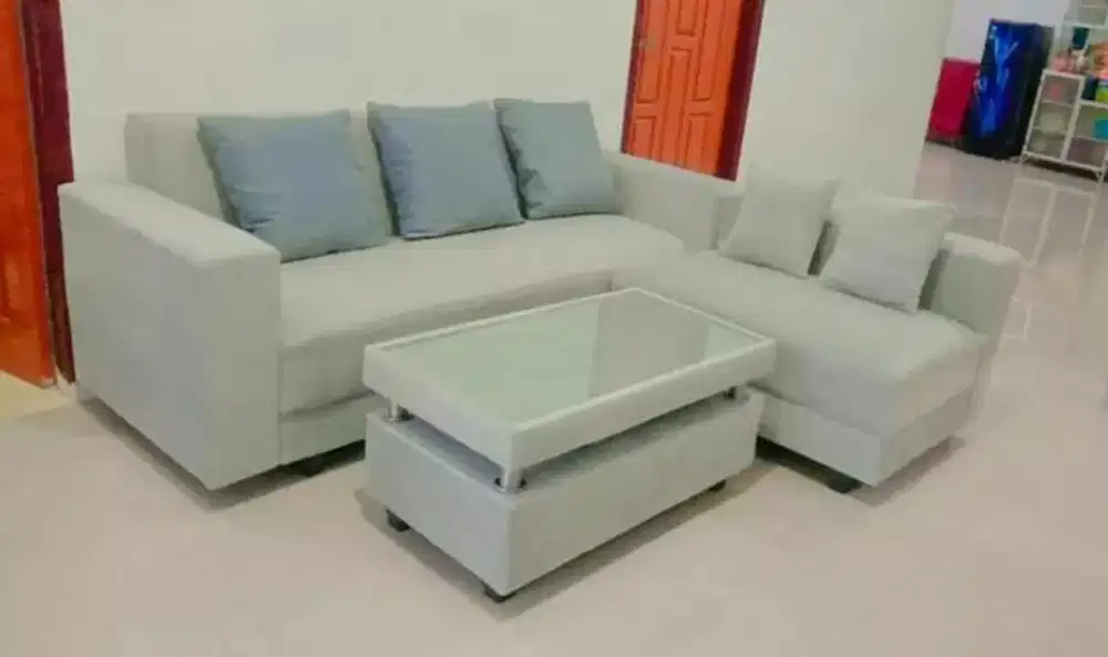 Sofa L  pilano +meja (maulida sofa)