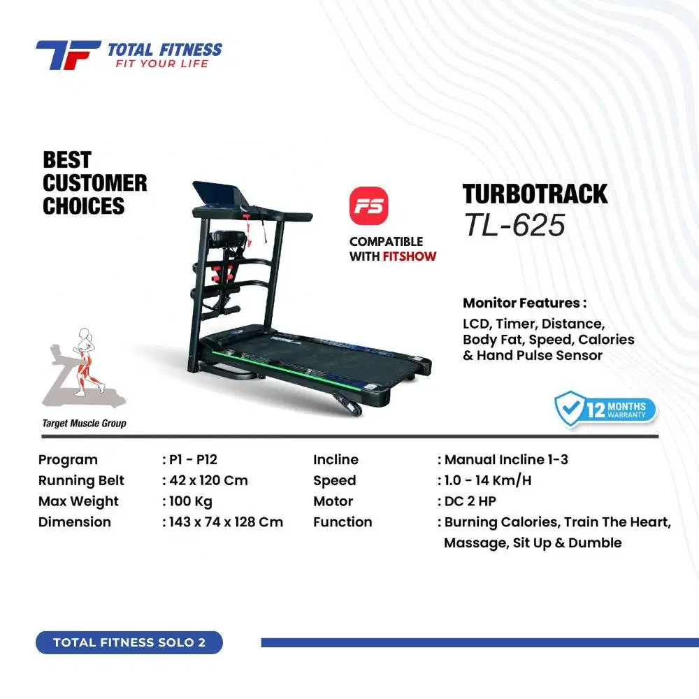 TL625 Treadmill Murah Alat Olahraga Lari