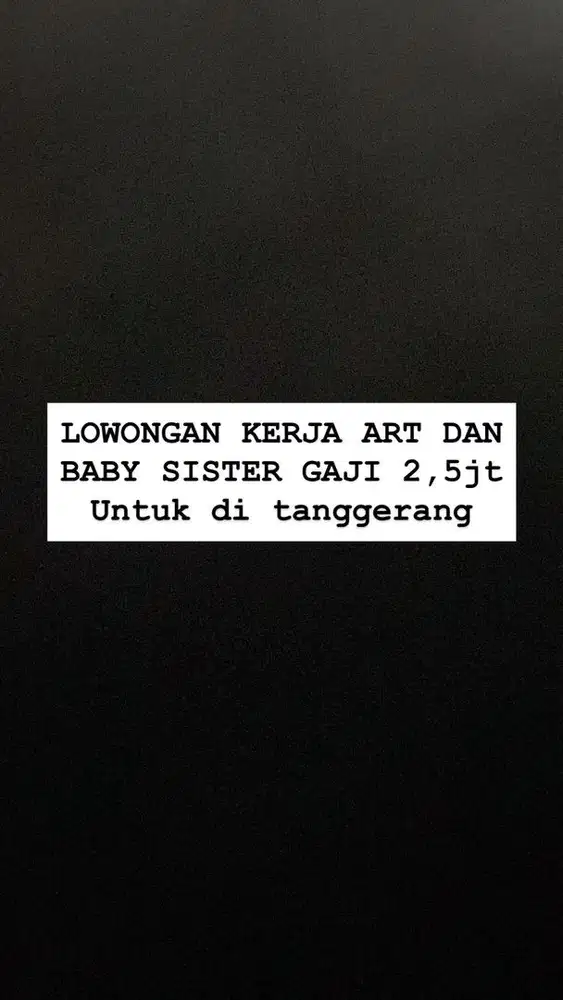 LOWONGAN KERJA ATR+BABY SISTER