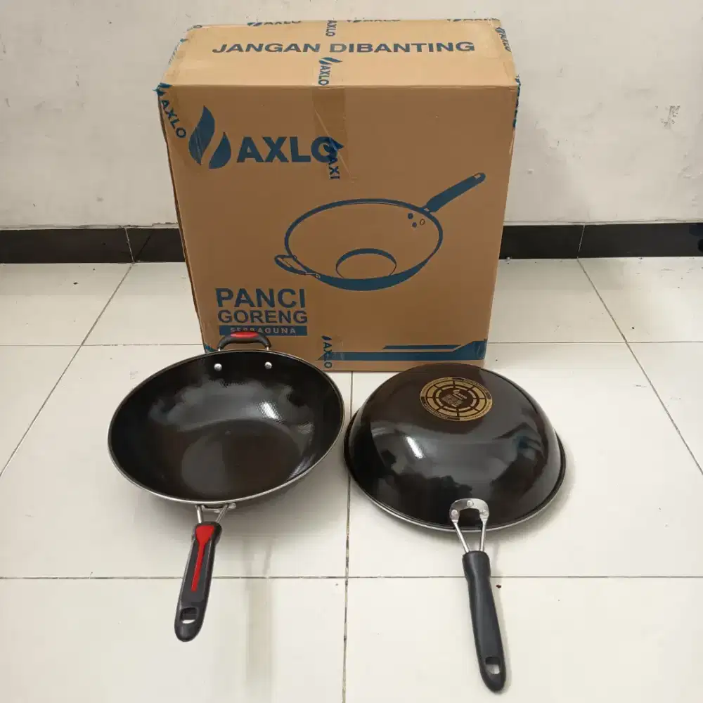 Wajan Enamel Hitam Gagang Panjang GSF 32 Cm Anti Lengket