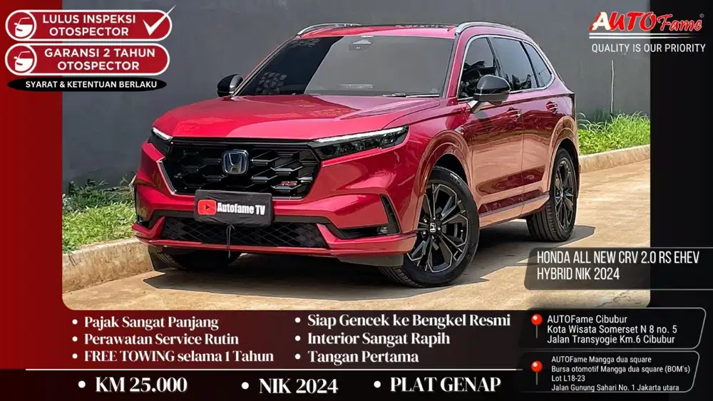 Honda All New CRV 2.0 RS eHEV Hybrid NIK 2024 Ignite Red On Black