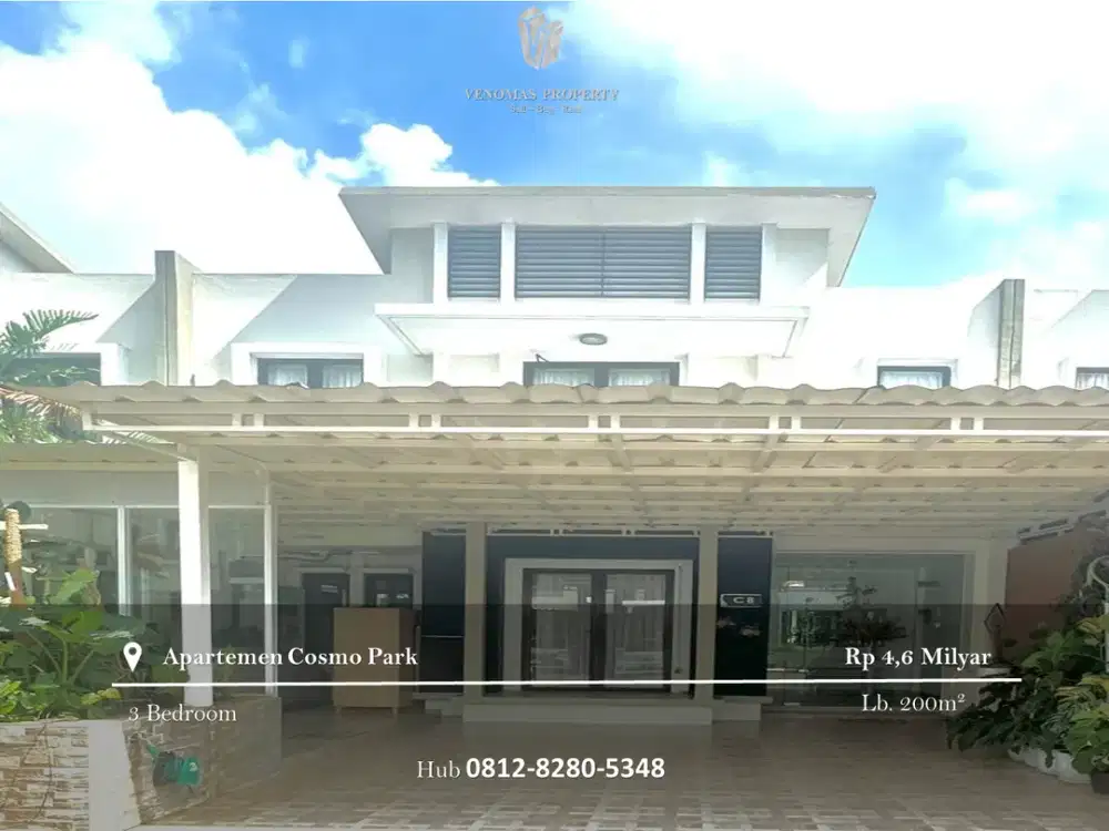 Dijual Cosmo Park Townhouse 3BR Full Furnished 2 Lantai