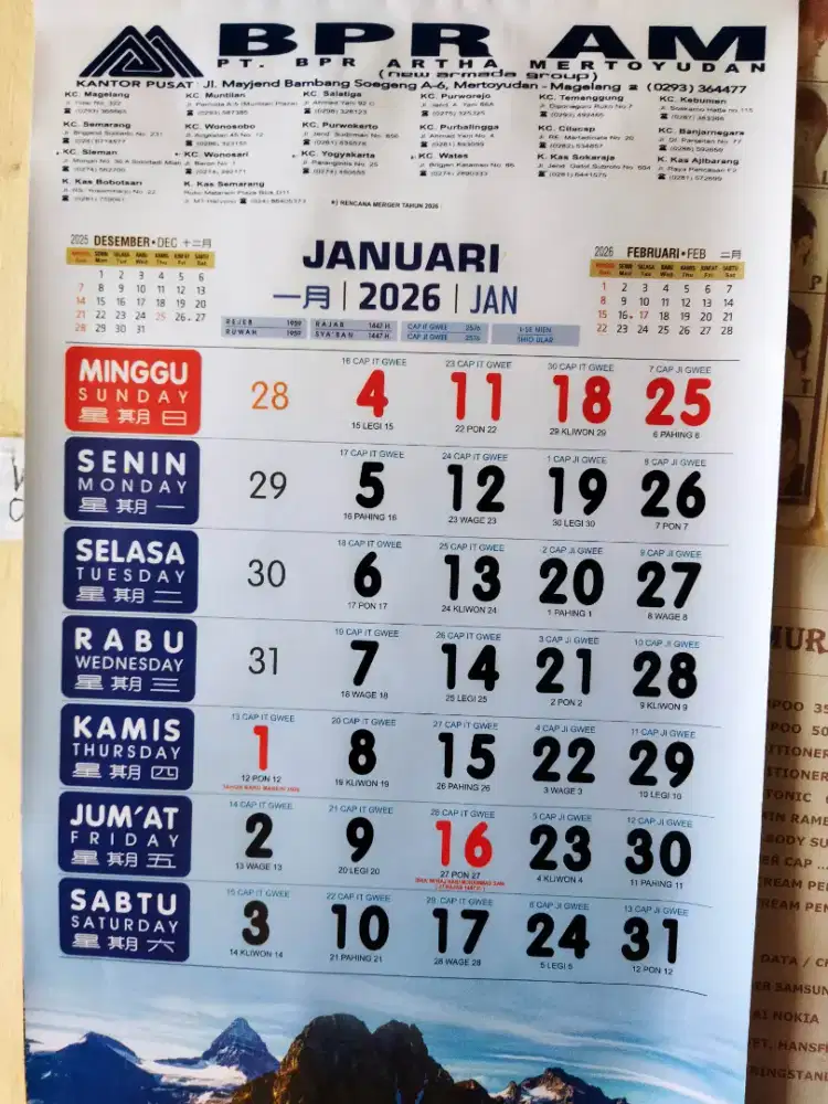 Kalender Kotak2 Jumbo 12 Lembar Dan Kalender Meja Sisa Cetak