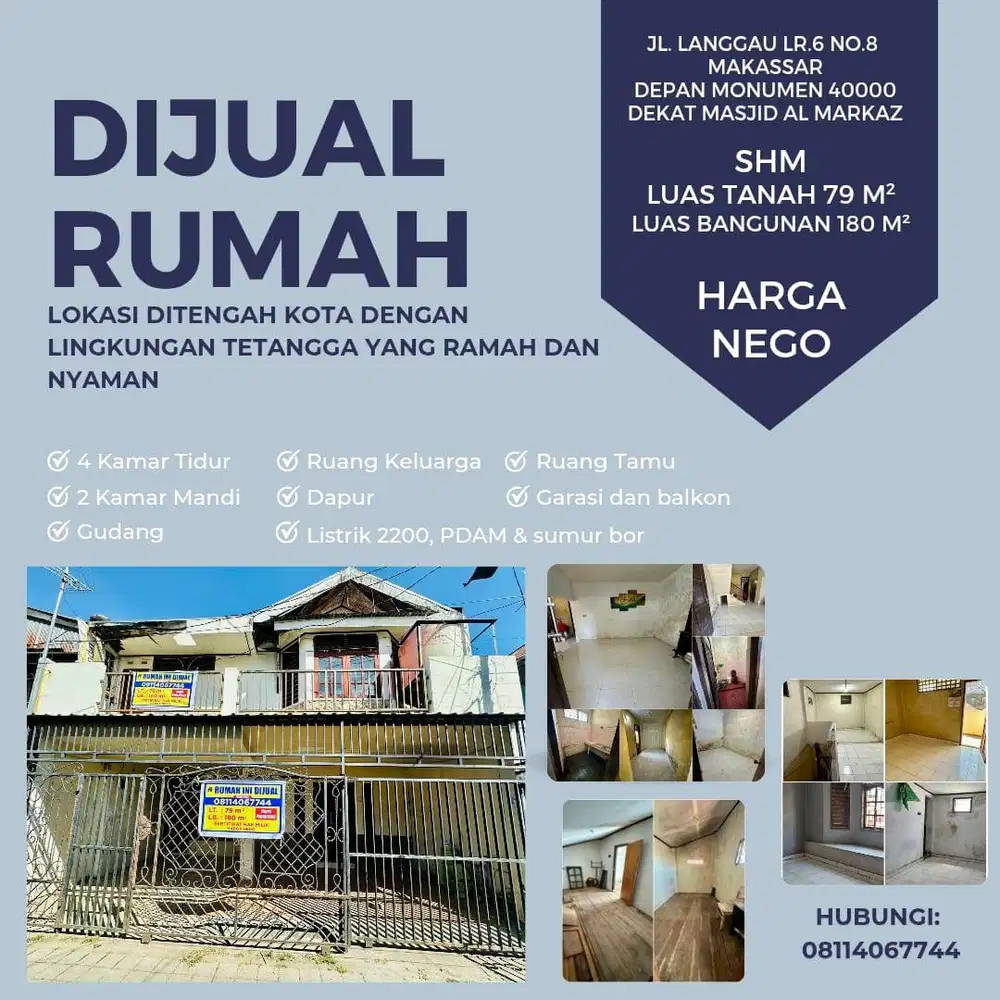Rumah tengah kota dekat Masjid Al Markaz Al Islami