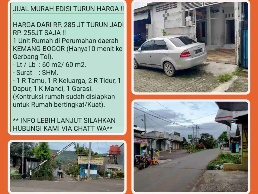 Rumah Komplek di Kemang-Bogor. Harga Ringan – Alasan Jual Karena Pindah Kota