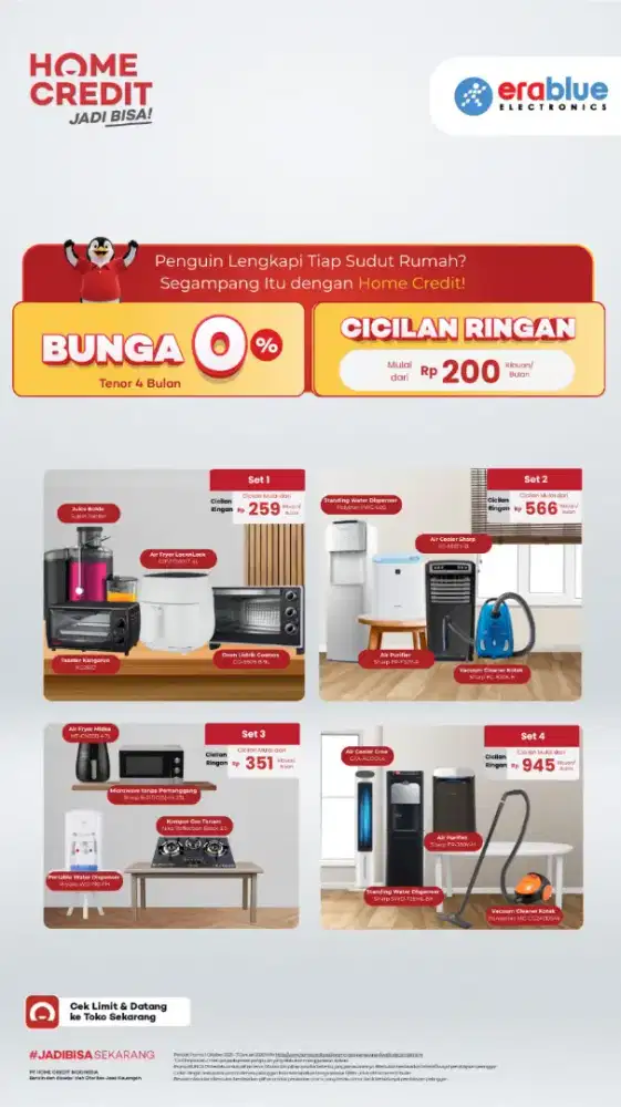 PROMO HOME CREDIT PERALATAN RUMAH TANGGA BUNGA 0% PLAT 4 BULAN