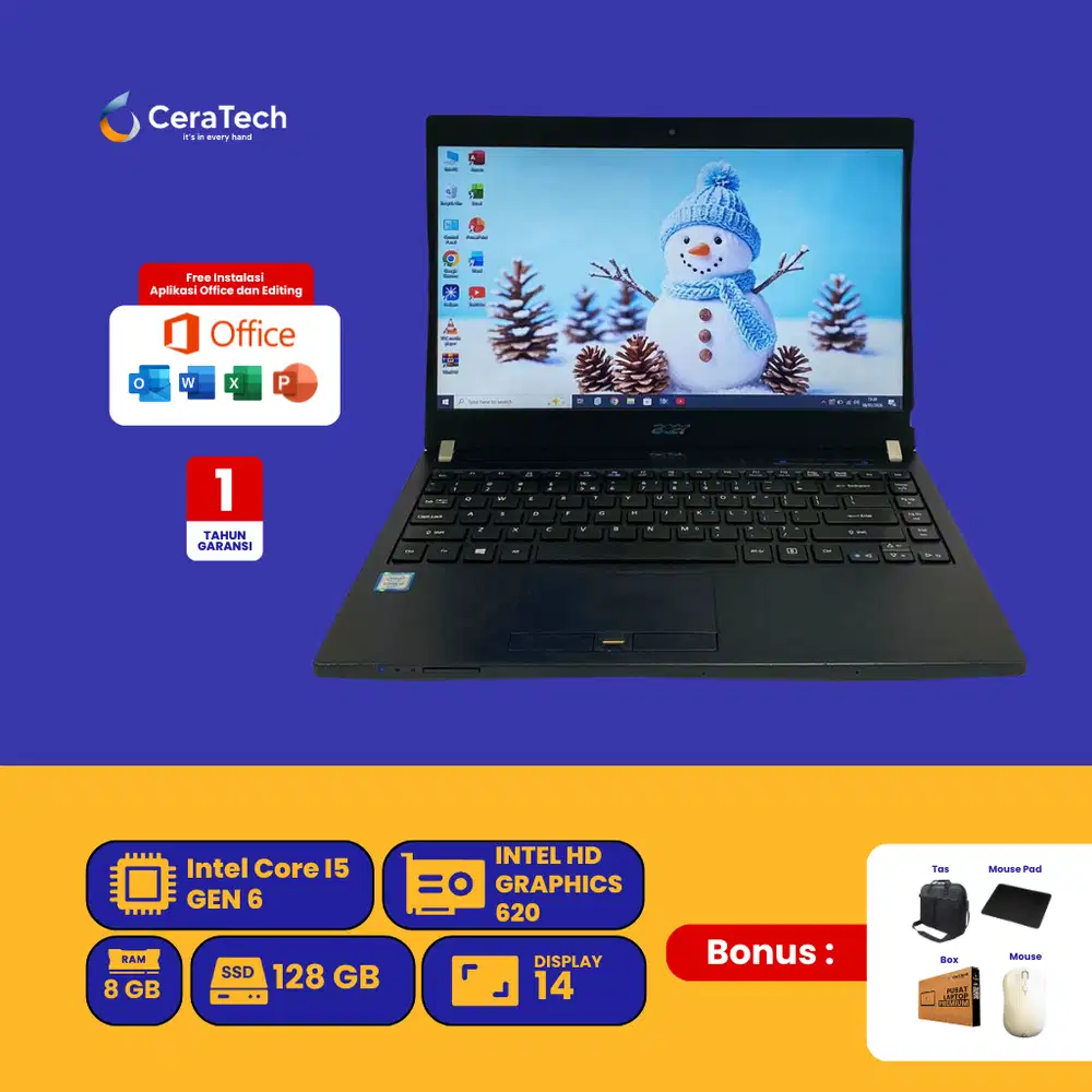 LAPTOP ACER TRAVELMATE P648-M INTEL CORE I5 GEN 6 RAM 8 GB SSD 128 GB