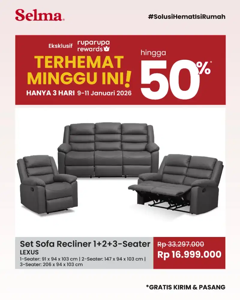 Sofa Set Recliner Selma - Lexus