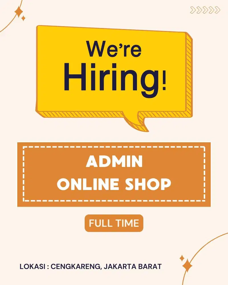 LOKER ADMIN ONLINE SHOP AREA JAKARTA BARAT